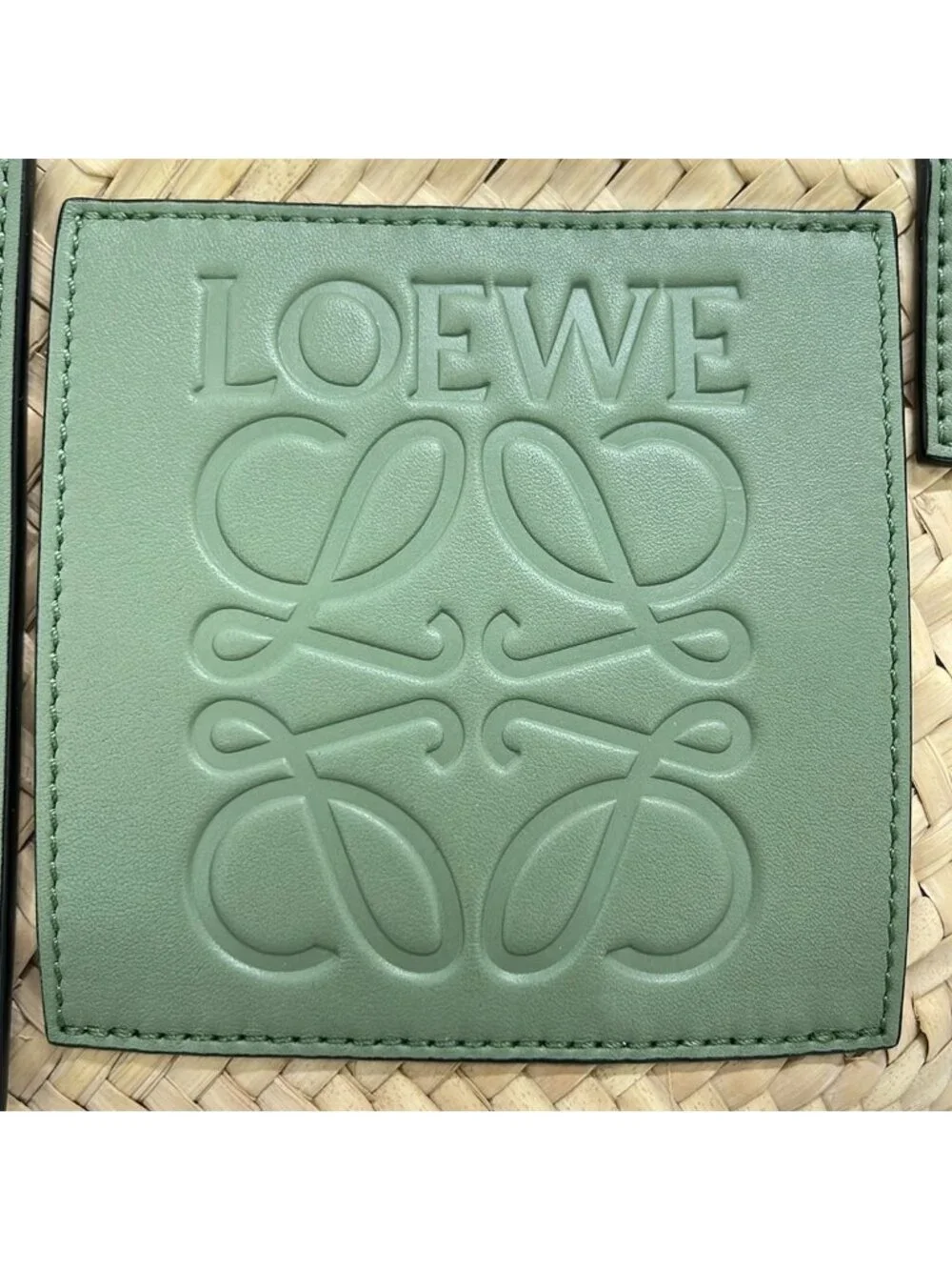 Loewe Handbag Basket Bag Small Beige Green Leather